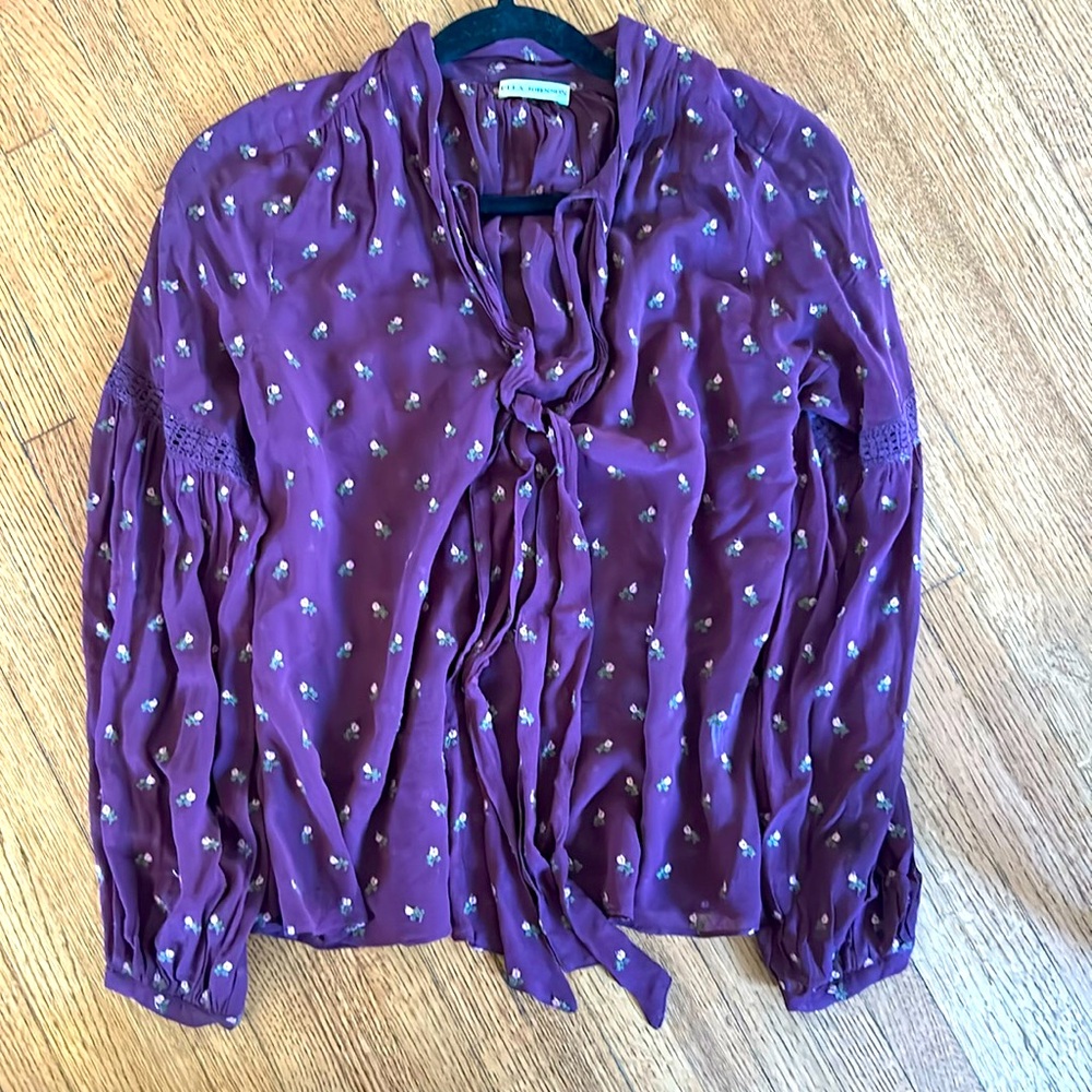 Ulla Johnson burgundy shirt with tie neck